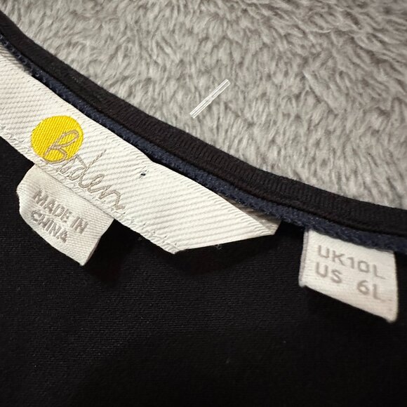 Boden Black Stretch Jersey Puff Sleeve Fit and Flare Dress Women's 6 Long Tall - Picture 3 of 8